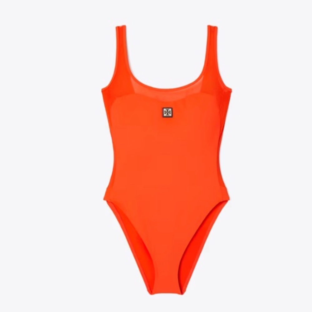 New Tory Burch Mesh Tank Swimsuit – Size Small, Deep Poppy Red - Picture 3 of 8